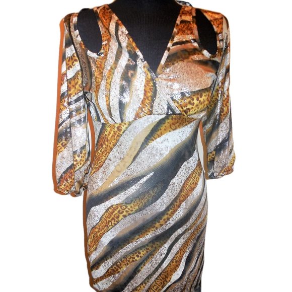 Dress Metallic Minidress Slim Fit Clubwear Evening Wear - Picture 1 of 5